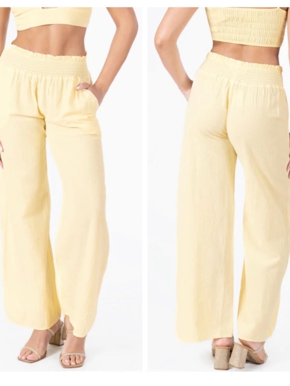 Seaspice Resort Wear Yellow Ximena Wide Leg Beach Pants Medium